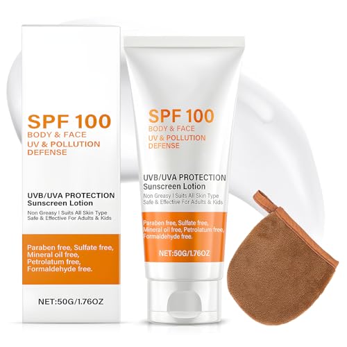Creme Solaire Indice 100, Creme Solaire 100 Spf, Sunscreen SPF 100, Exture Légère Non Grasse, Résistant à L'eau, 50g