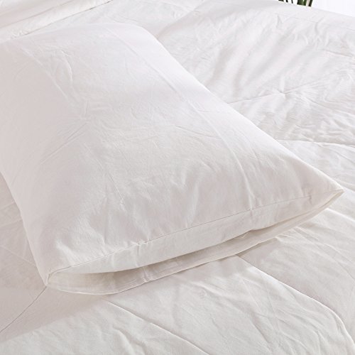 Ntcoco 3 Piece Comforter Set Thin Quilt Summer Lightweight Comforter,100% Washed Cotton,Machine Washable,Soft Comfy Breathable Can Sleep Naked (White, King) #TOP5