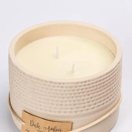 Scented Candle - Highly Fragranced 2-Wick Ceramic Jar Candle - Beige Dark Amber Luxury Natural Candles For Aromatherapy, Home Decor, Spa Decoration, Relaxation, Valentines Day #TOP2