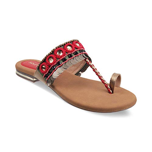 Image of SOLE HEAD Red Flat Women Sandal