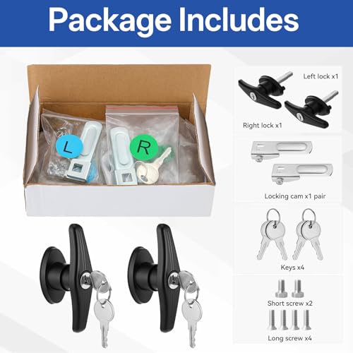Truck Cap Latch T Handle Camper Lock Replacement Camper Shell Accessories Key Alike Black Door Locking Kit (Left & Right) for Truck Bed Topper RV Trailer by Xyembu - Image 3