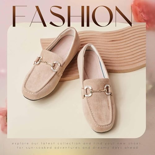 Image of DeYashopin Womens Loafers Shoes Fashion Low Heel Slip on Shoes Comfortable Driving Flats