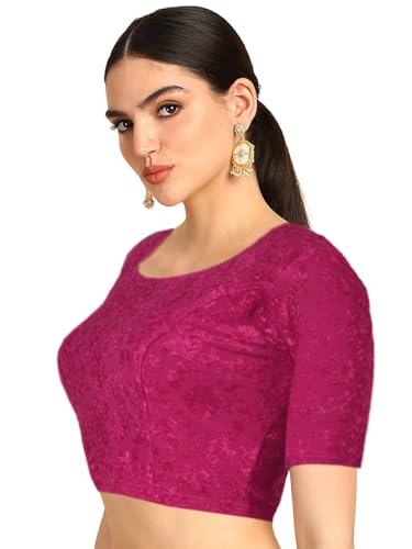 Image of Chandrakala Readymade Blouses for Women Sarees,Stretchable(B202-P)