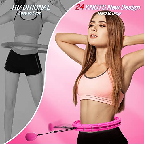 Brebon Weighted Hoola Exercise Fit Hoops Plus Size For Weight Loss, 2 In 1 Weight Loss 24 Detachable Knots Fitness Abdomen Equipment Hoops Adjustable Auto-Spinning Ball For Adult #TOP4