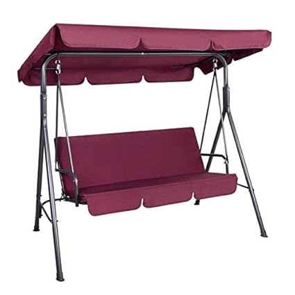 Masco Best Buy Outdoor Swing Chair Hammock 3 Seater Garden Canopy Bench Seat Backyard Wine Red