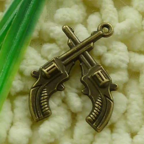 Lot de 90 pendentifs Pistolet plaqués Bronze 31 x 23 mm S3215 pour Fabrication de Bijoux