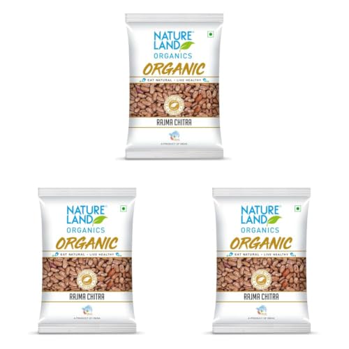 Image of Natureland Organics Rajma Chitra 1 Kg - Organic Healthy Pulses (Pack of 3)