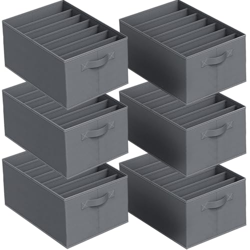 Niviy 6 Piezas Organizador Armario Ropa Organizador de Cajones Adecuado para Jeans, Camisetas, Orden de Armarios Apilable Ahorra Espacio con 7 Compartimentos 44x30x20cm