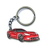 Whitaker World LLC Metal Keychain for C6 Corvette - Vette Accessories, Great Gifts for Men (Victory Red), Small