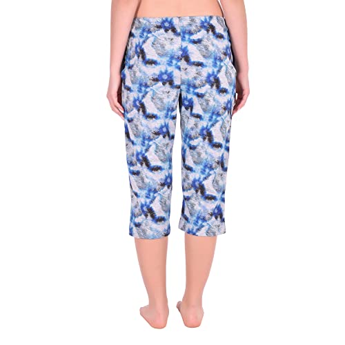 Datura Womens Capri Pajama Pant With Pockets - Pajamas Pj Capri Bottoms - Knit Jersey - Capri For Womenं In Solid - Printed- Tie Dye (Large, Pack2_Blnebula/Mawhirlpool) #TOP7