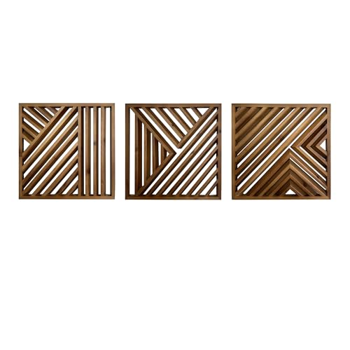 T-Rex Trophy Wall Sculpture Musanpou Wooden Geometric Home Wall Decor Slatted Wood Design Wall Sculpture,Set of 3 Wood Wall...