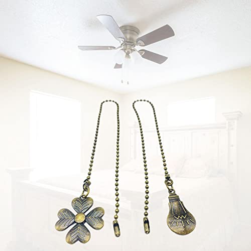 Image of Fan Pull Chain Extension Set, 2 Pack 18 Inch Metal Beaded Pull Chains with Connector for Ceiling Fan and Lamp Switch Replacement, Brown