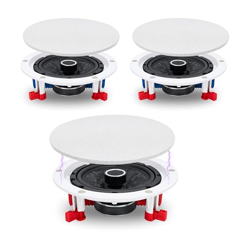Image of Powerlink 9 inch Bluetooth Ceiling Speaker Pack of 3 (1 Master + 2 Receiver) 120W RMS (40W Each), Multi Wireless Speaker Connectivity, Built-in Amplifier, 2-Way Stereo Sound for Home, Office, Gym.