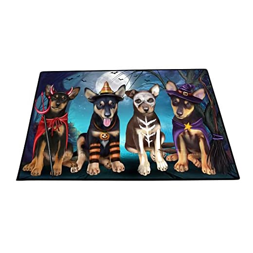 Doggie of the Day Australian Kelpies Dogs Floor Mat - Halloween Trick or Treat - Best Dog Doormat - Protector Decor - Unique Portrait Art - Premium Quality Decoration, 30"x45"