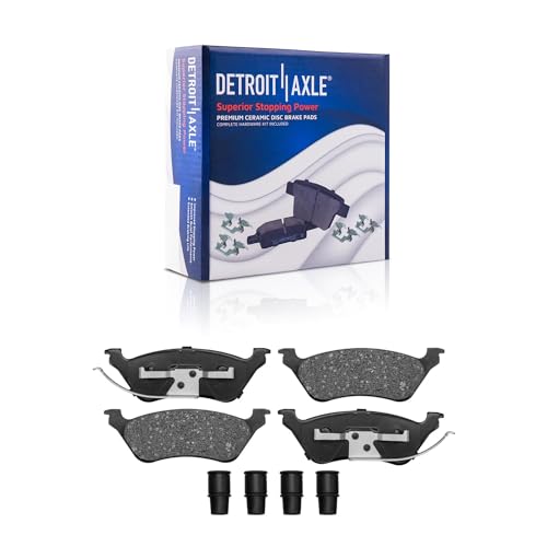 Image of Detroit Axle - Brake Pads for 2001-2007 Dodge Grand Caravan Chrysler Town & Country Voyager, Front and Rear Ceramic Brake Pads w /Hardware 2002 2003 2004 2005 2006 Replacement