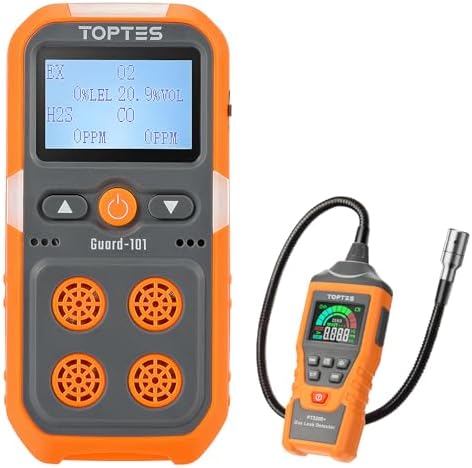 TopTes Guard-101 4 Gas Monitor for H2S, CO, LEL, O2 with Alarms & 14h