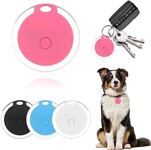 Bluetooth Pet Finder, Smart Bluetooth Tracker, Portable Bluetooth Intelligent Anti-Lost Device for Bags, Pets, Wallet, Luggage and More, No Monthly Fee App Control (Pink)