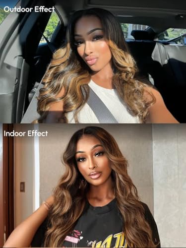 Image of Beauty Forever 7x5 Bye Bye Knots 2.0 Balayage Brown Highlight 3D Body Wave Lace Front Wig Put on and Go Glueless Drawstring Wigs with Pre-Bleached Pre Plucked Pre Cut HD Lace Wig 150% Density 22 Inch