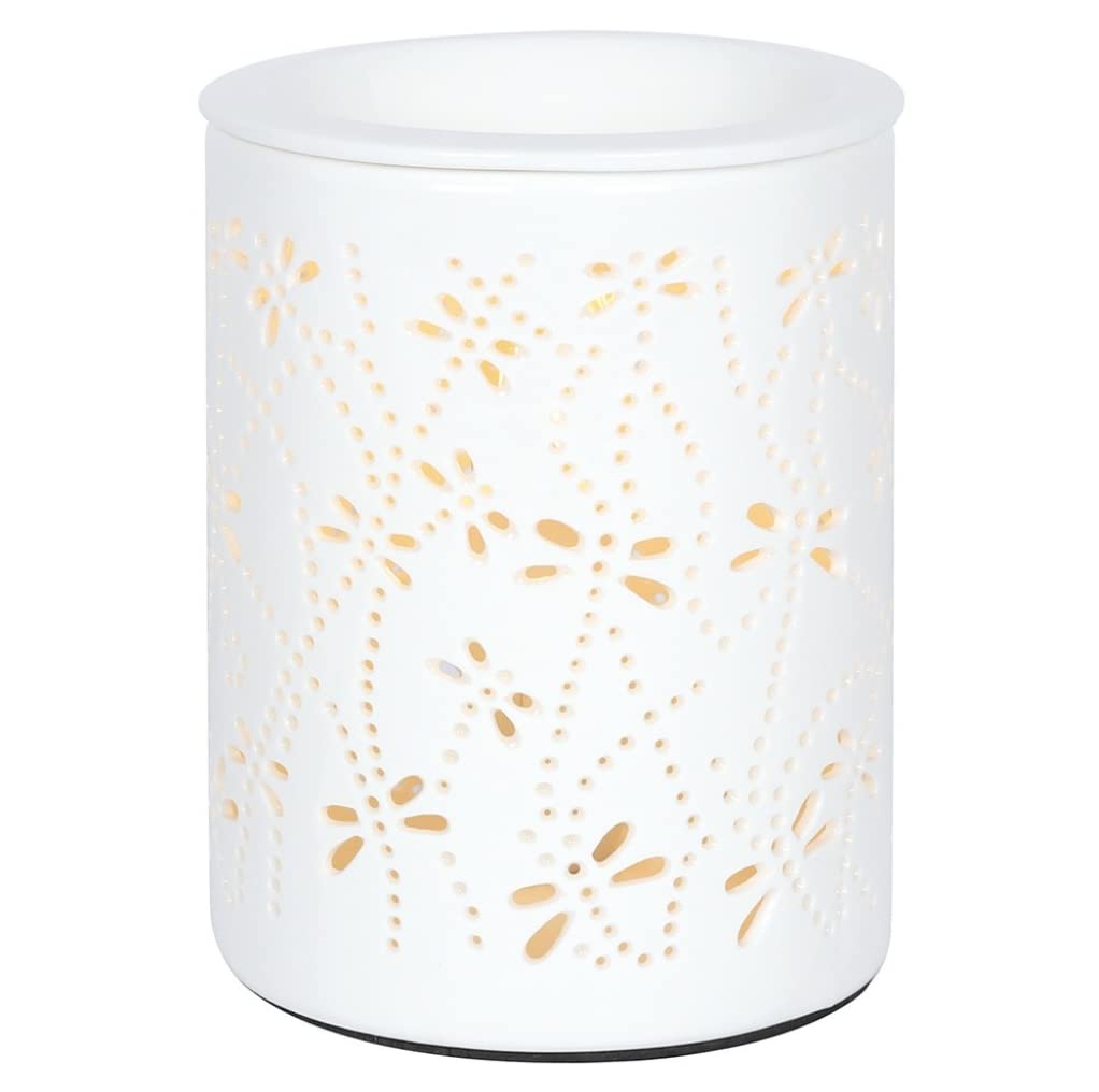 Electric Wax Melter | Dragon Fly Design | White Ceramic Oil Burner | Wax Burner