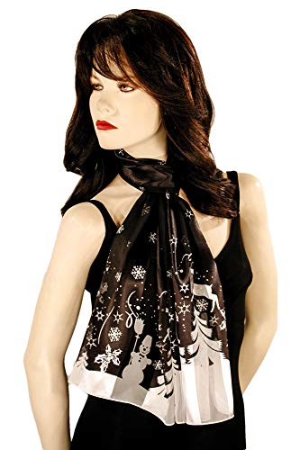 Reindeer Snowman Border Print Christmas Holiday Scarves with Gift Box Option 6