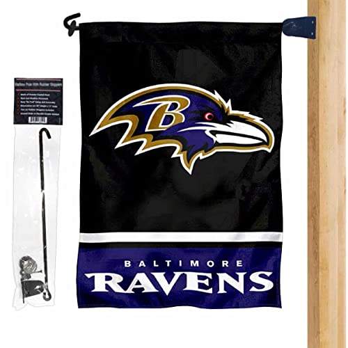 Drapeau de jardin Ravens avec support de fixation boîte aux lettres