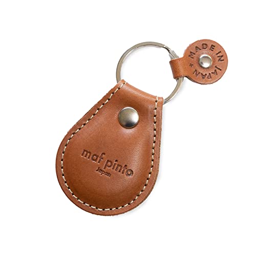 [マフ ピント] タグ キーリング キーホルダー キーケース ミニマル キーチャーム レザー 本革 日本製 (01.ライトブラウン, key ring)