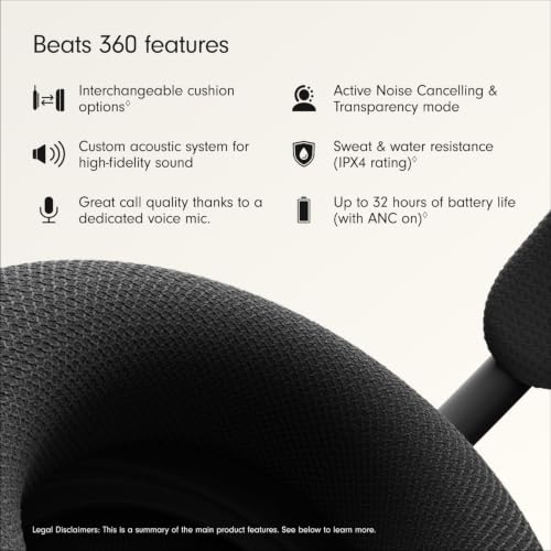 Beats 360 — Over-Ear Headphones with Interchangeable Cushions, Sweat & Water Resistance and Noise Cancellation — Black with Black Performance Knit Cushions - image 2