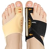 4PCS Bunion Corrector for Women & Men, 2PCS Big Toe Straightener with Splint & Pads（2-4hours,) 2PCS Big Toe Separator with Silicone Padding (24hours), bunion relief Reduce Pain, Washable(Black) R/L