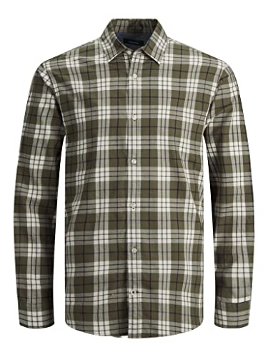 Jack & Jones JJEJASON Check Shirt L/S SN Camisa, Olive Night/Fit: Slim Fit, XL para Hombre