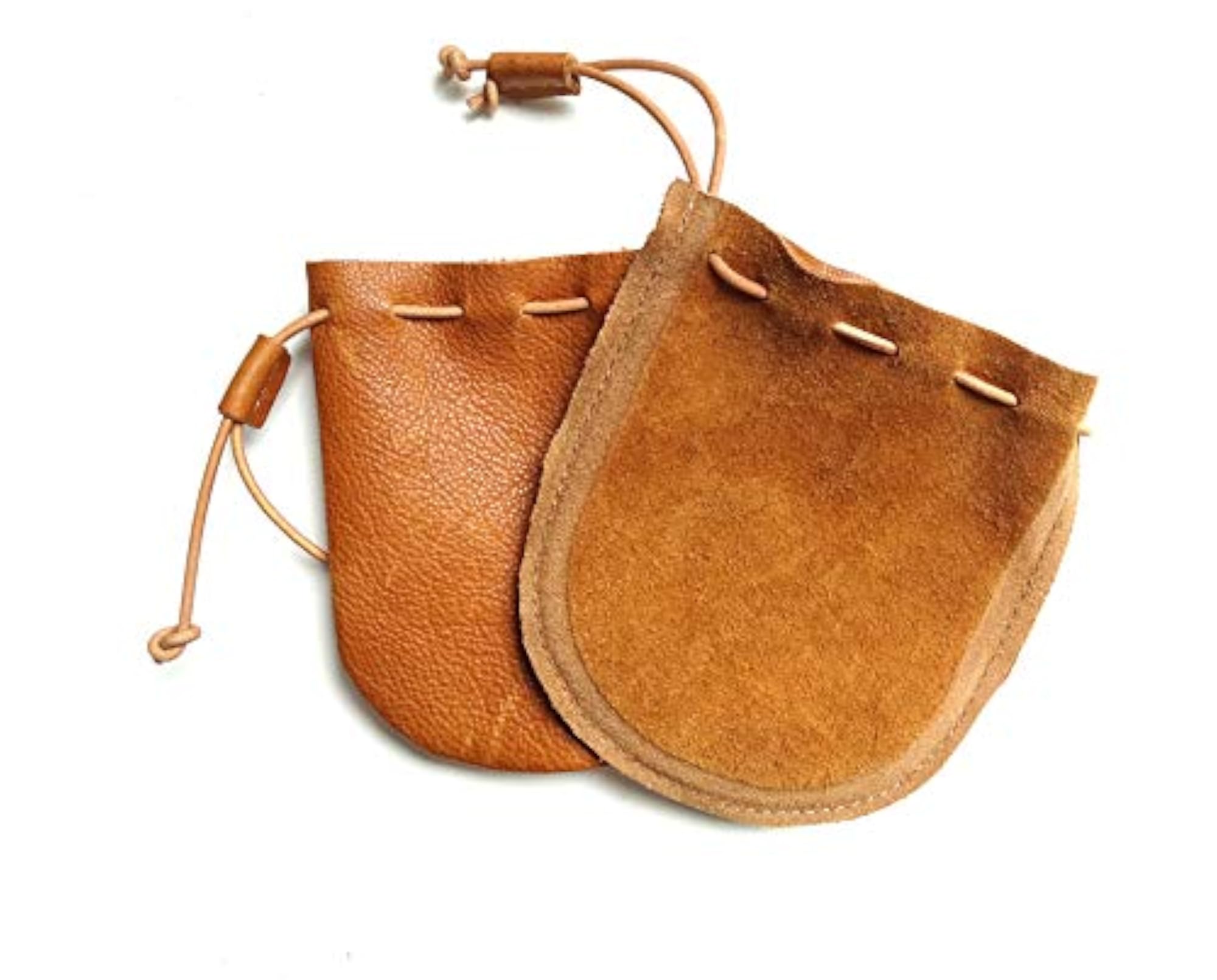 Genuine Leather Drawstring Coin Purse (Brown)