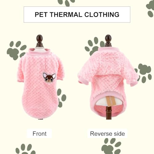 Pull-Overs Chaud en Polaire pour Petit Chien,Manteau d'hiver Vêtement Doux et Pelucheux pour Harnais Laisse Chiot Chien/Chat Veste Temps Froid Chihuahua Pull,Rose L – Image 4