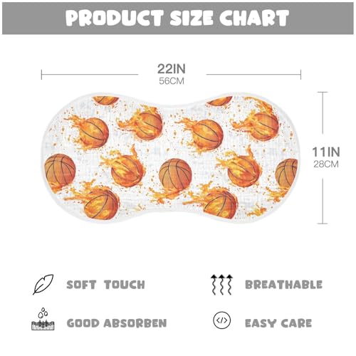 vvfelixl Basketball with Flame Burp Cloths for Baby Boy Girls Baby Washcloths Burp Rags 1 Pack2