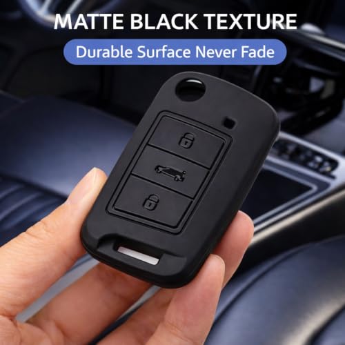 Image of JVCV Soft TPU Cover Compatible with Skoda Kushaq Taigun Tiguan Virtus Octavia Kodiaq Superb Folding Key | Scratch-Resistant Protective Case (Combo - Matte Black & Green)
