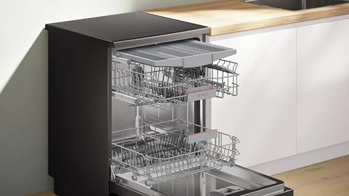 Image of Bosch 15 Place Settings Series-6 free-standing Dishwasher 60 cm Brushed black steel anti-fingerprint with Wi-Fi,Heat exchanger, (SMS6HMC00I, Black Steel)