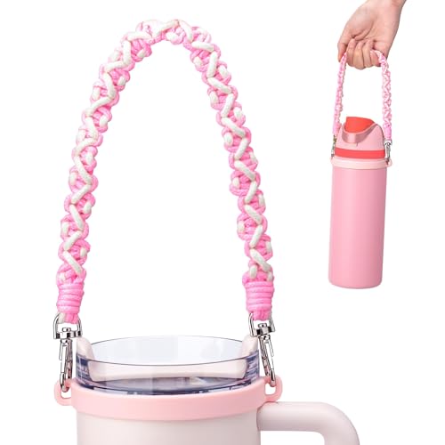 Image of Water Bottle Handle Strap for Stanley Cup, Owala and Most 12-40oz Bottles | Handle Strap for Hydro Flask, for HydroJug, Easy To Carry, Boho Hand-Woven, for Commutes, Outdoor Use