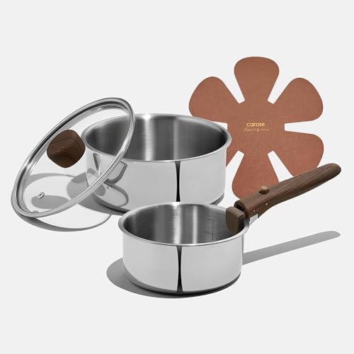 CAROTE Stainless Steel Sauce Pan with Detachable Handle, 5pcs Stainless
