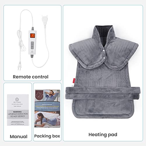 Heating Pad For Back Pain Relief, Large Electric Heating Pad For Neck And Shoulders Cramps, Heat Pad With Weighted Edge, 4 Heating Levels Auto Shut Off, Moist Therapy Options Washable 24"X35" #TOP7