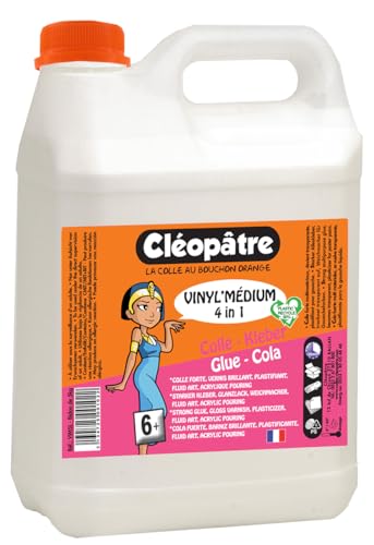 CLEOPATRE – Vinyl'Médium 4 en 1 – Médium Acrylique, Vernis, Colle – Idéal Pouring Acrylique et Peinture Fluide – 5kg