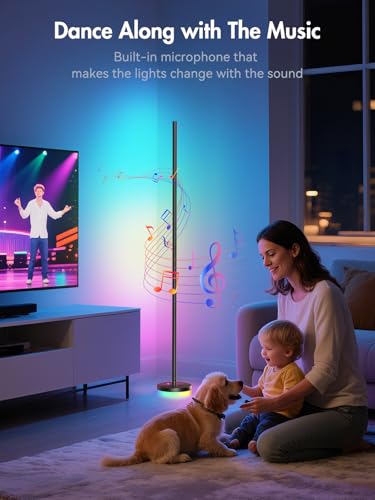 Image of OIYN Corner Floor Lamp 2 Pack,RGBICW LED Corner Lamp with 1300lm Smart Modern Floor Lamp,App & Remote Control,Music Sync,Color Changing Standing Lamp for Bedroom Living Room and Gaming Rooms