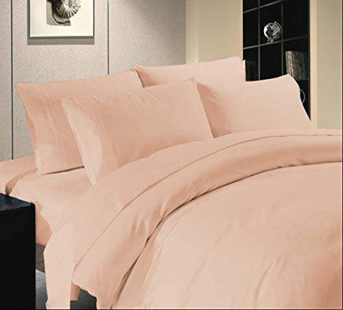 Apsley Linen Solid Color Egyptian Cotton 3-PCs Duvet Cover Set with Cornor Ties Zipper Closure Luxury Bedding Set High Thread Count Long Staple Sateen Weave Silky Soft Breathable (King, Peach)
