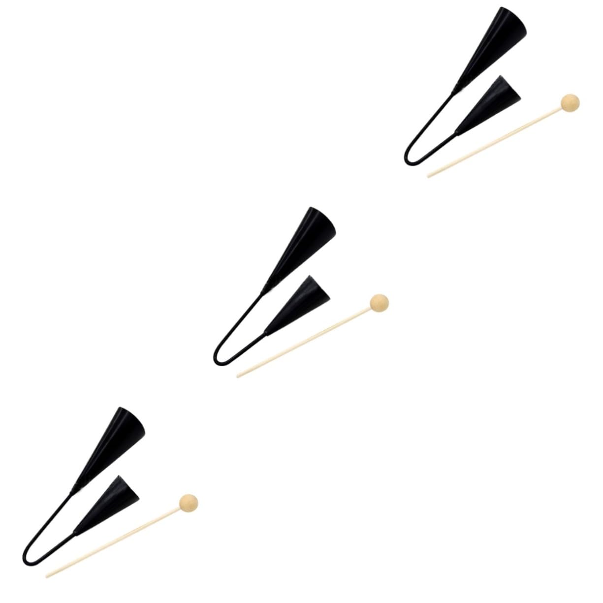 HEMOTON 3pcs Metal Double Cowbells Hand Percussion Instruments for Classroom Bells for Sports Events