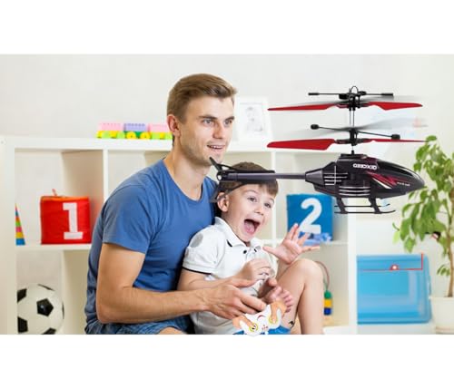 Image of Toy Plastic Helicopter Remote Control Helifor 6 + Years Boys Indoor and Outdoor Helicopter, Palm Sensing Helicopteer with led Lights (Pack of 1) (BlackRed)