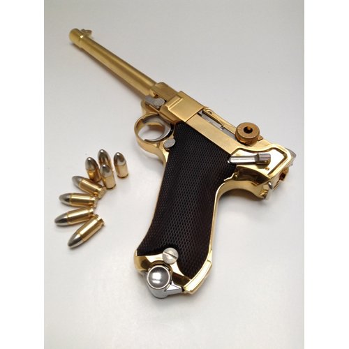 モデルガン ダミー弾付き Amazon | Luger P08 6インチ 木製グリップ付 ダミーカート仕様（金属