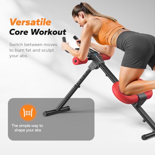 Image of MERACH Ab Machine, Ab Workout Equipment, Adjustable Ab Trainer Machine | Foldable Abdominal Trainer for Stomach Workout with LCD Monitor at Home Gym Knee Protection& 440 LBS Capacity