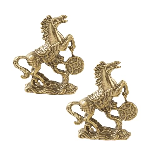 2 Piezas Estatuas de Caballo de Bronce Color Cobre Antiguo