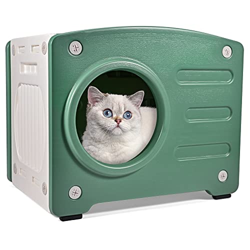 猫小屋 キャットハウス 可愛い 組立式 猫 ベッド 安心安全 温かい ペットハウス プラスチック製 オシャレ感 小型犬小屋 防風 通気性 耐重 さびない 夏冬用 組立簡単 洗えるド 家庭/室内用