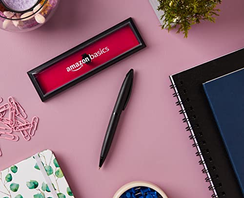 Image of amazon basics Elegant Ballpoint Pen with Classy Stainless Steel Body (Vintage Black, Blue Ink)