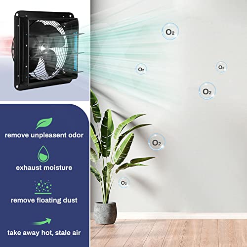 Srora 10 Inch Shutter Exhaust Fan, Wall Mount Exhaust Fan, High Cfm Exhaust Fan,Greenhouse, Shops, Shed,Garage Exhaust Fan,Aluminum Housing With Power Cord Shutter Fan Kit，Black #TOP4