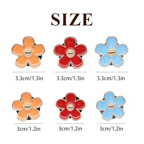 Image of ORIESSE 6pcs Flower Air Vent Clips Car Air Freshener,Red Orange Blue Daisy Flowers Vent Clip Car Accessories for Women,Girly Car Decor Refillable Car Diffuser