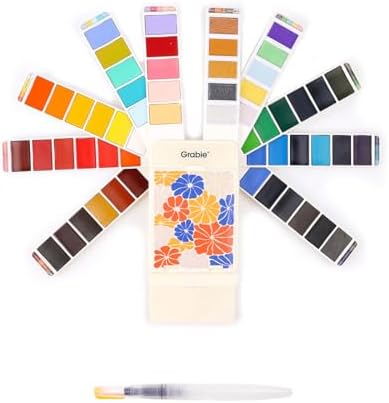 Grabie Watercolor Paint Set, 56 Colors Handheld Watercolor Set of...